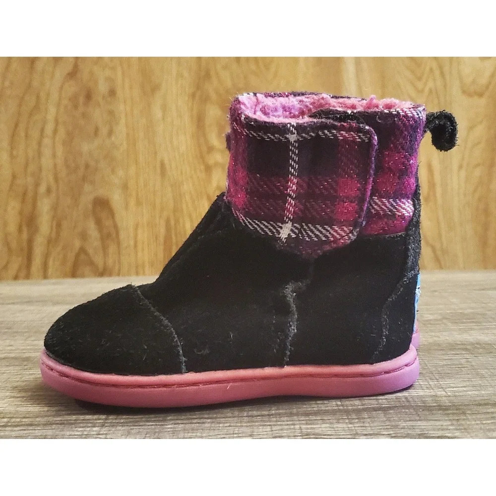 Toms Nepal Winter Boots Toddler Size 5‎ Black Pink